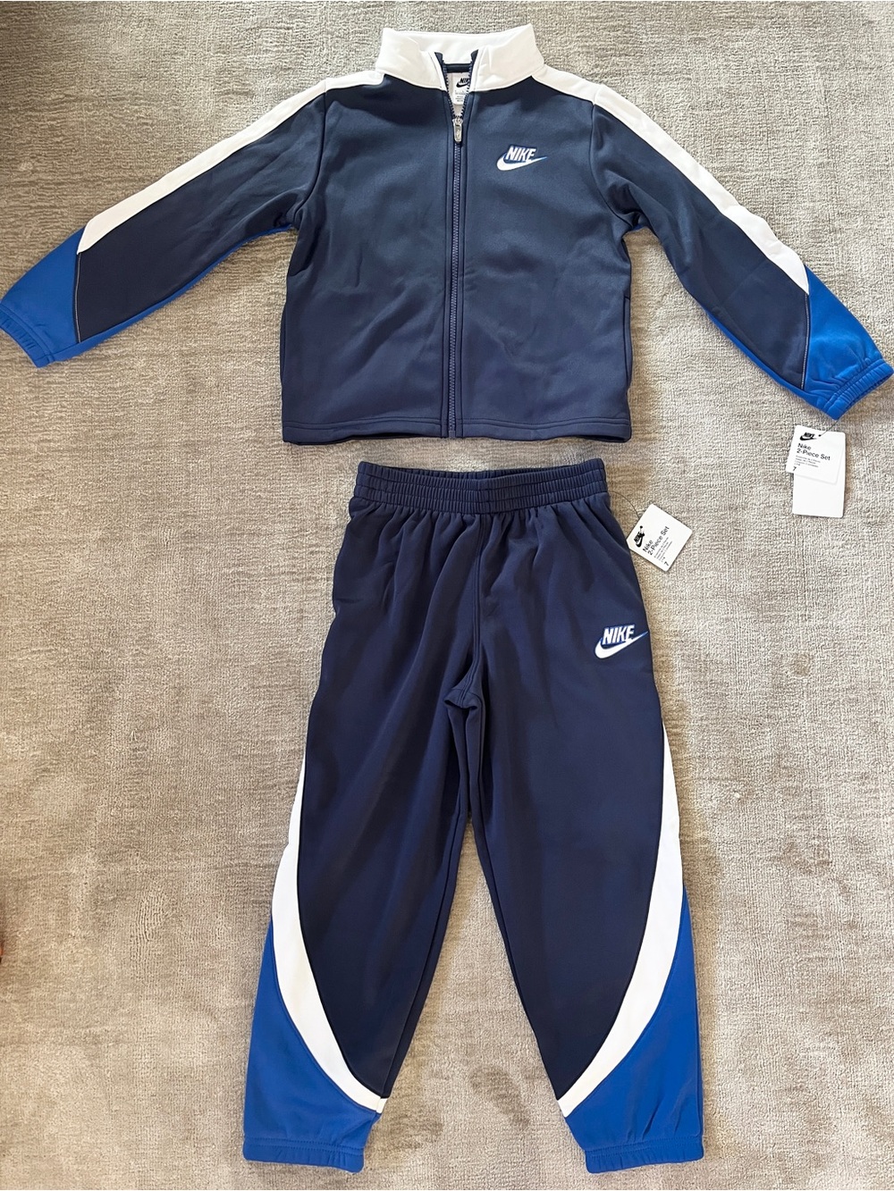 Nike Boys 2-Piece Tracksuit Jacket Pants set Blue Size 7